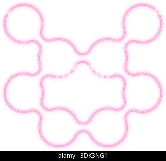 Hexagonal configuration of gradient neon circles forming a modular geometric unit. Stock Vector