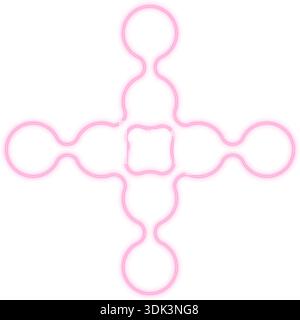 Large cross-shaped composition of gradient neon circles connected in equal linear extensions. Stock Vector