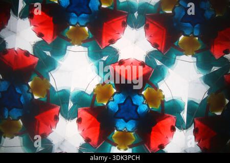Colorful background formed within a kaleidoscope, Pattern 1 Stock Photo