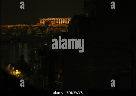 The Parthenon is seen during a rain storm in Athens, Greece on 21 January, 2026. (Photo by Jaap Arriens / Sipa USA) Stock Photo