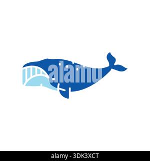 bowhead whale color flat icon for digital and print projects. Arctic animals. Minimal clean icons for apps and websites. Modern simple icons for UI UX Stock Vector
