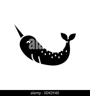 narwhal color flat icon for digital and print projects. Arctic animals. Minimal clean icons for apps and websites. Modern simple icons for UI UX and b Stock Vector