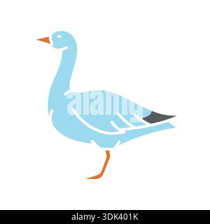 snow goose color flat icon for digital and print projects. Arctic animals. Minimal clean icons for apps and websites. Modern simple icons for UI UX an Stock Vector