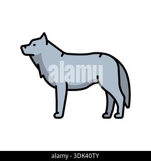 arctic wolf color line icon for digital and print projects. Arctic animals. Minimal clean icons for apps and websites. Modern simple icons for UI UX a Stock Vector