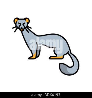Ermine color line icon for digital and print projects. Arctic animals. Minimal clean icons for apps and websites. Modern simple icons for UI UX and br Stock Vector