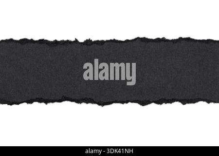 Black Ripped Torn Paper Isolated on White Background Stock Photo