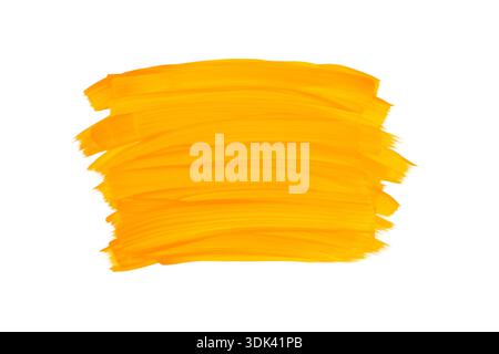 Orange Brush Strokes Paint Isolated on White Background Stock Photo