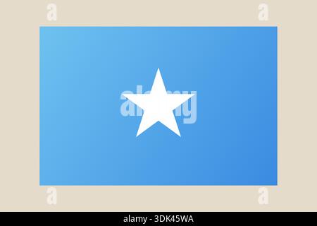 Official Somali National Flag Illustrated, Proudly Featuring a White Five-Pointed Star on Vibrant Blue Background, Symbolizing Identity and Unity.. Stock Vector