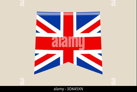 Vibrant Union Jack Banner Flag with Glossy Finish, a Modern Vector Icon Representing Great Britain's National Identity and Patriotism.. Stock Vector