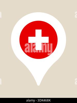 Medical Map Pin Icon Highlighting Healthcare Location for Emergency Services or Hospital Navigation with Clear, Essential, and Helpful Design.. Stock Vector