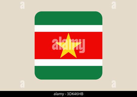 Suriname National Flag Vector Icon Displaying Patriotic Symbolism in a Modern Rounded Square App Button Design. Stock Vector