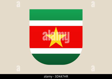 Suriname National Flag Displayed in Modern Shield Shape Symbolizing Patriotic Identity and Cultural Pride Vector Icon.. Stock Vector