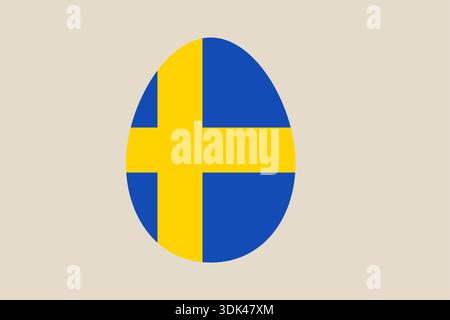 Vibrant Swedish Flag Patterned Easter Egg Symbolizing National Heritage and Festive Springtime Celebration Joy.. Stock Vector