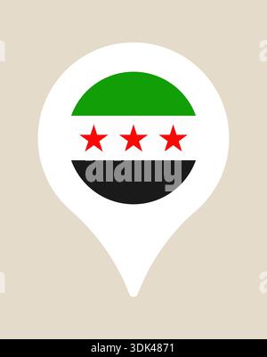 Syrian Opposition Flag Map Pin Icon Showing Location Pointer Marker for Middle East Political and Geographic Context.. Stock Vector