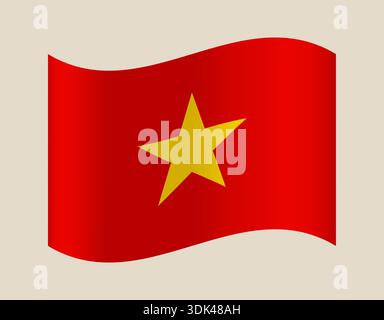 Vibrant Waving Flag of Vietnam, a Symbol of National Pride and Independence on a Light Background.. Stock Vector