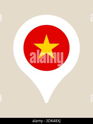 Vibrant Vietnam Flag Map Pointer Icon Pin Locating Southeast Asian Country Destination Symbol Graphic. Stock Vector