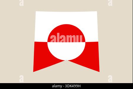 Stylized Greenland National Flag Vector Illustration Proudly Waving Symbolizing Arctic Identity and Independence in Modern Flat Graphic Style.. Stock Vector