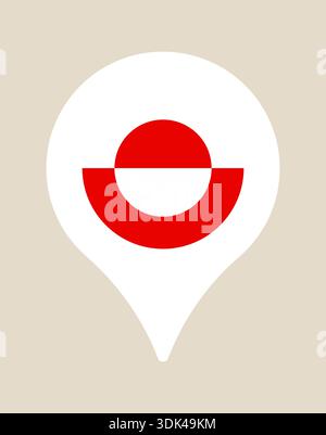 Greenland Flag Map Pin Icon Indicating Location for Travel, Arctic Geography, and International Concepts in a Modern Minimalist Style.. Stock Vector