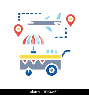 street food stop color flat icon. Vector isolated element. Editable stroke. Stock Vector