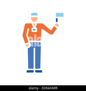 guide color flat icon. Vector isolated element. Editable stroke. Stock Vector