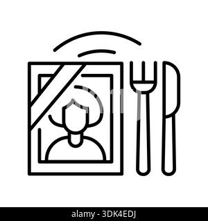 memorial meal black line icon. Vector isolated element. Editable stroke. Stock Vector