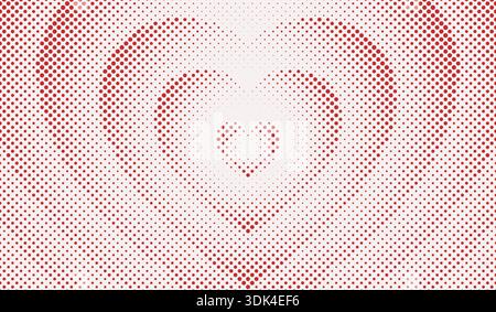 Heart comic. Hearts dot background. Pink halftone dots fade border. Cute pop art halfton. Fading pattern. Cartoon love patern. Faded groovy texture Stock Vector
