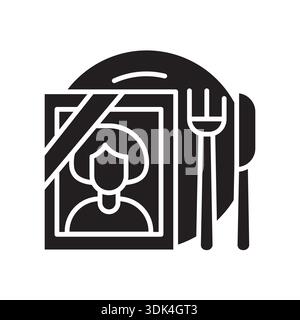 memorial meal black flat icon. Vector isolated element. Editable stroke. Stock Vector