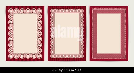 Square Lace Frames. Card or invitation Vector Design. Stock Vector