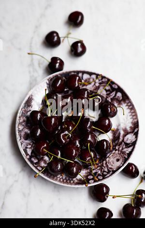 Kordia cherries on a decorative plate Stock Photo