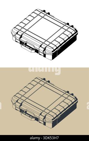 Durable plastic case for tools or other equipment isometric stylized vector illustrations Stock Vector