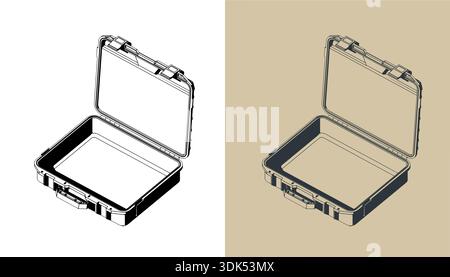 Durable plastic case for tools or other equipment isometric stylized vector illustrations Stock Vector