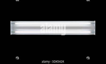 Rectangular fluorescent light fixture mounted on ceiling directly overhead Stock Photo