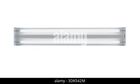 Rectangular fluorescent light fixture mounted on ceiling directly overhead Stock Photo