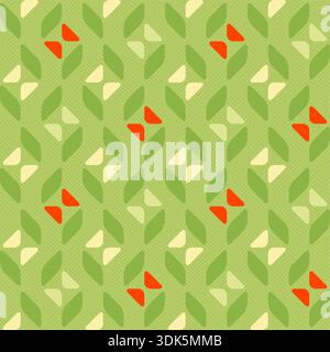 Butterflies and Leaves, Abstract Geometric background, Seamless vector Pattern, Modern vector background featuring diagonal leaf shapes and rounded tr Stock Vector