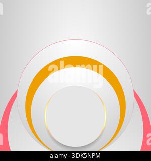 Grey, pink and orange circles with glowing light, abstract geometric background. Vector modern design Stock Vector