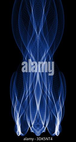 Blue flowing light trails abstract background with symmetrical digital motion on black void for futuristic technology and energy concept Stock Vector