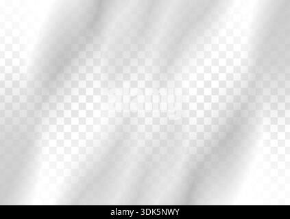 Light grey and white smooth glossy transparent waves abstract background. Vector soft flowing curves on checkered backdrop Stock Vector