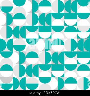 Bauhaus geometric seamless pattern with squares, circles and semi circles. Modern aesthetics vector design Stock Vector