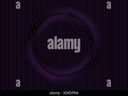 Abstract warped violet lines forming distorted circle shape, tech minimal background. Vector geometric pattern design Stock Vector