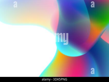 Colorful smooth liquid abstract gradient waves on the white background. Vector holographic elegant fluid design Stock Vector