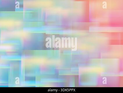 Holographic light foil gradient squares blurred texture abstract background. Vector art colorful geometric design Stock Vector