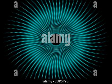 Blue neon spiral circular dotted lines abstract tech background. Geometric futuristic vector design Stock Vector