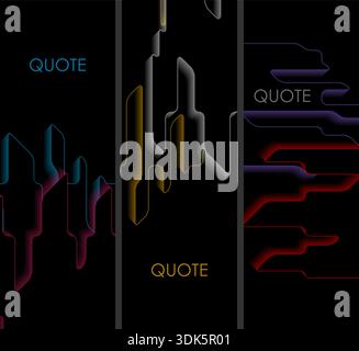 Multicolored dark abstract geometric tech vertical banners. Minimal shapes concept vector design Stock Vector
