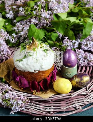 Charming single cake featuring spring motifs and dainty decorations Stock Photo