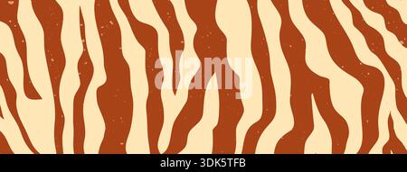Zebra groovy horizontal warm color background. Stock Vector