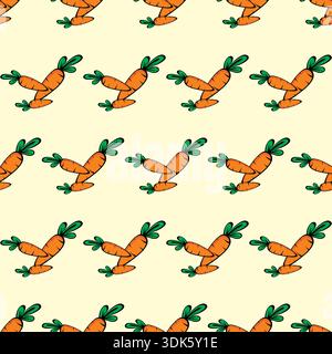 Seamless Carrot pattern design. Texture, textile, wrapping paper. Cute illustration background Stock Vector