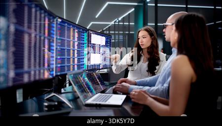 Analyzing Data On Desktop To Create Report With Diverse Team. Stock Photo