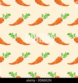 Cute carrot seamless pattern with leaves and flowers in pastel colors. Vector illustration design Stock Vector