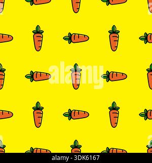 Carrot pattern seamless with yellow background vector illustration Stock Vector