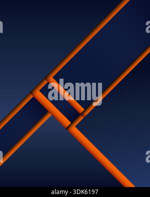 minimalist navy blue background with layered geometric panels over glowing orange light, modern tech company, bold and sharp three dimensional Stock Vector